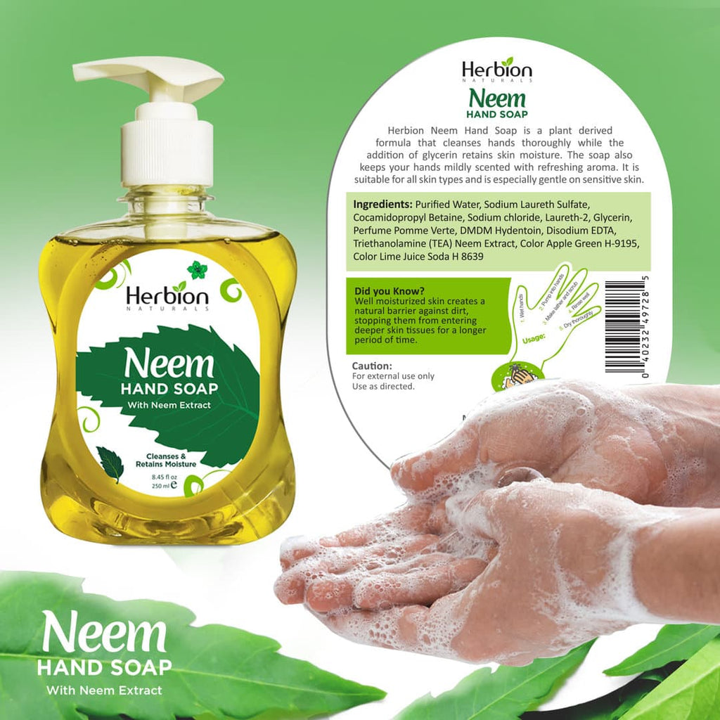 Herbion Naturals | Neem Hand Soap with Neem Extract – 8.45 FL Oz – 250 mL