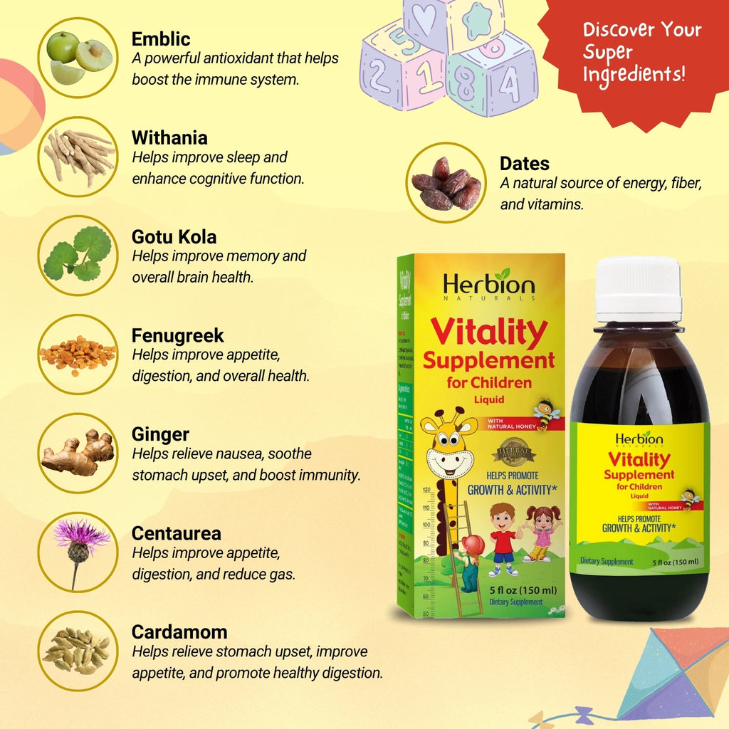 Herbion Naturals | Vitality Supplement for Children - 5 fl oz – 150 mL