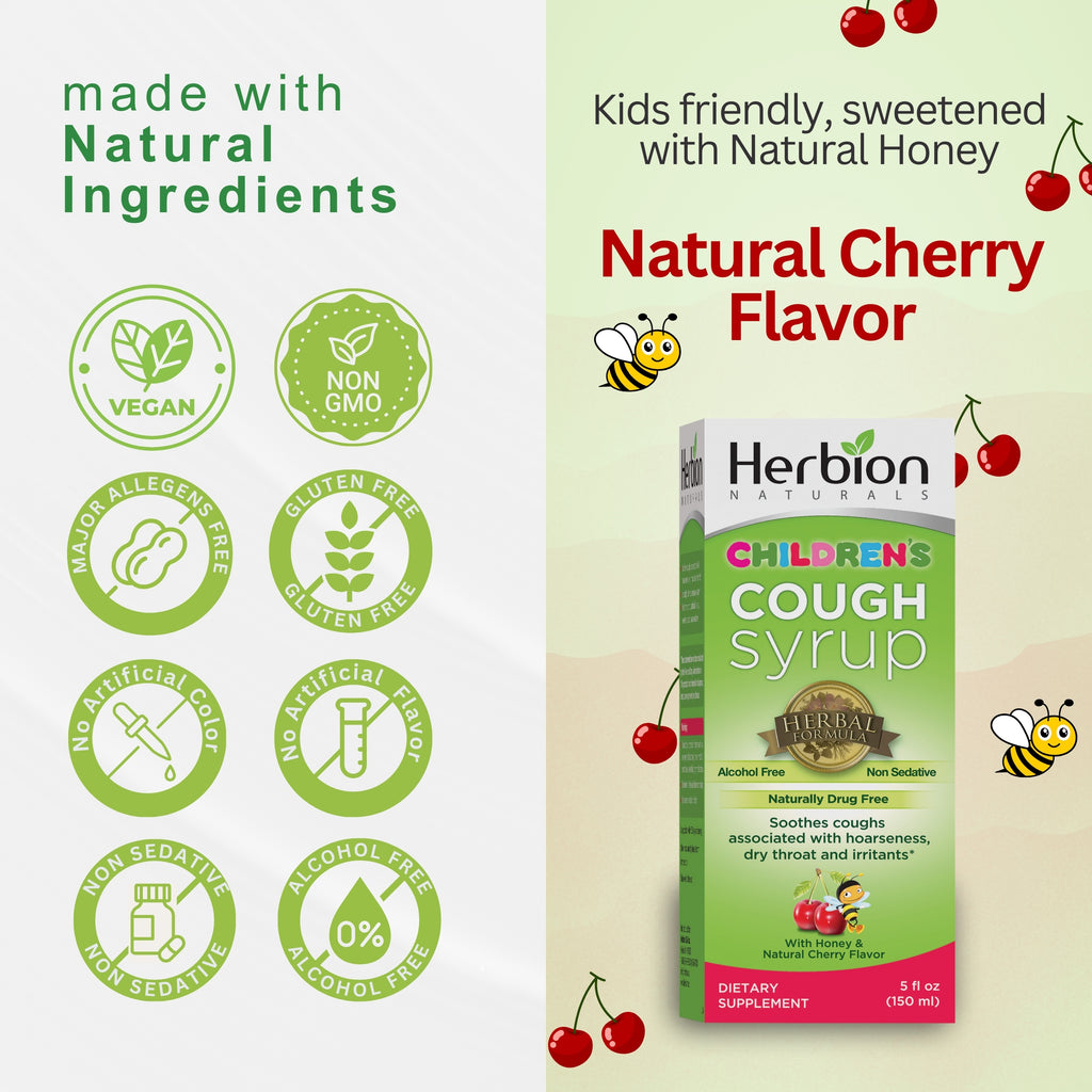 Herbion Naturals | Cough Syrup for Children with Natural Honey & Cherry Flavor - 5 FL Oz