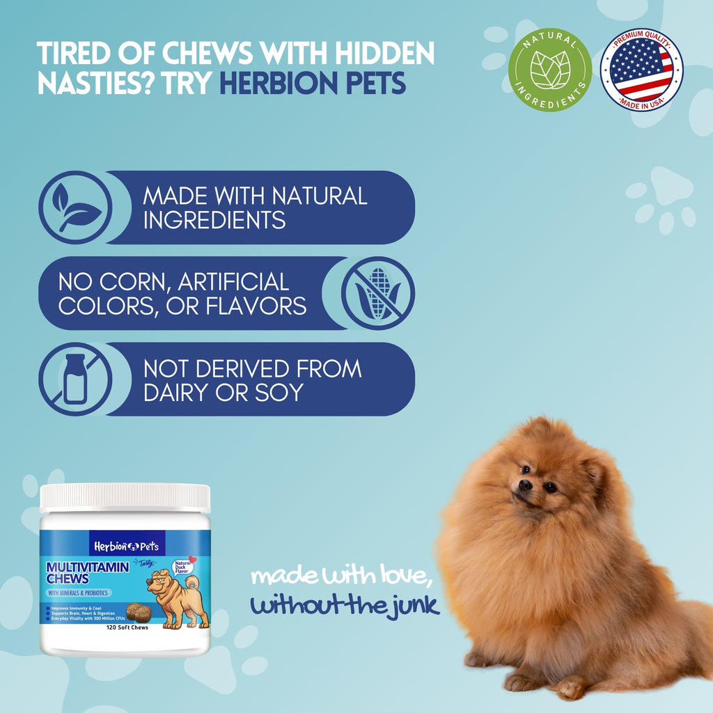 Herbion Naturals | Pets Multivitamin Chews with Minerals & Probiotics - 120 Soft Chews