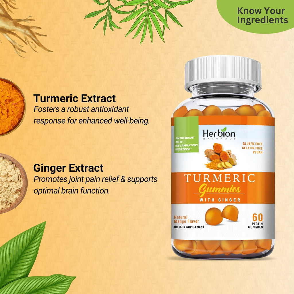 Herbion Naturals | Turmeric Gummies with Ginger Natural Mango Flavor - 60 Count