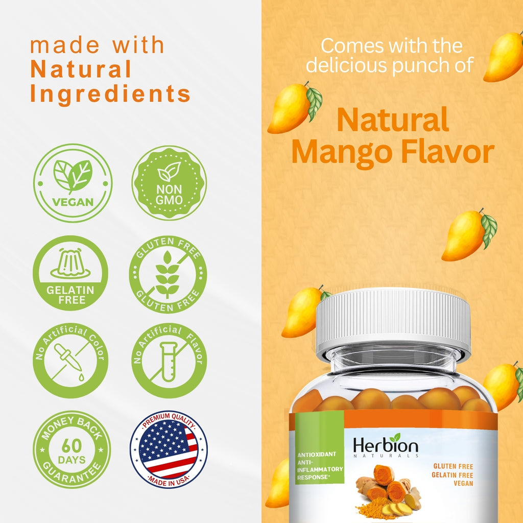 Herbion Naturals | Turmeric Gummies with Ginger Natural Mango Flavor - 60 Count