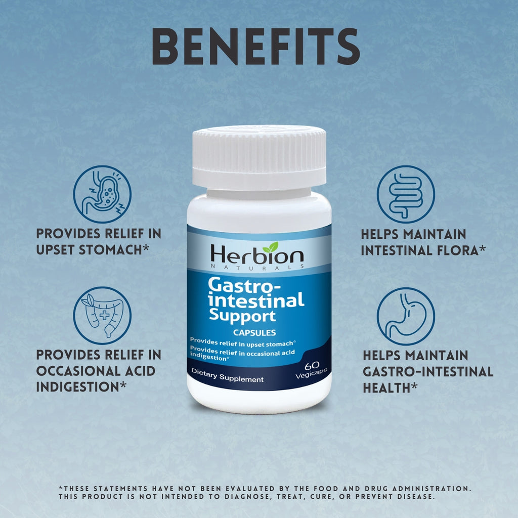 Herbion Naturals | Gastro-intestinal Support Herbal Blend for Upset Stomach Relief - 60 Vegicaps