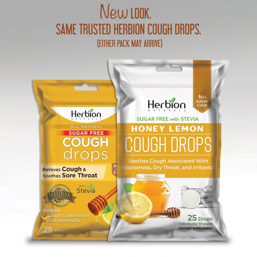 Herbion Naturals | Cough Drops with Natural Honey Lemon Flavor, Sugar-Free with Stevia - 25 Drops