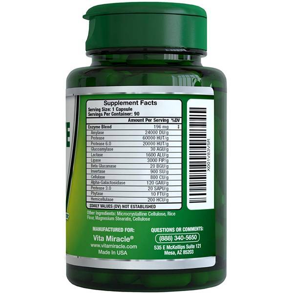 Vita Miracle | Digestive Enzymes - 90 Count
