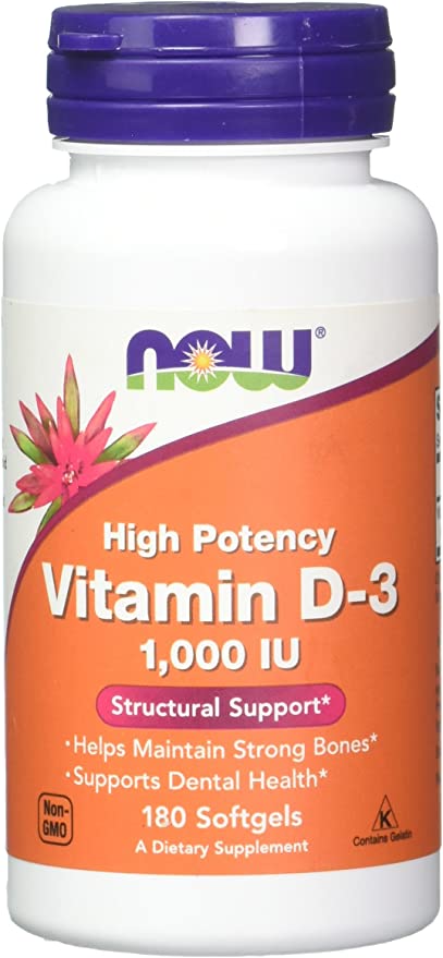 Now Foods | High Potency Vitamin D-3 1000IU - 180 Softgels