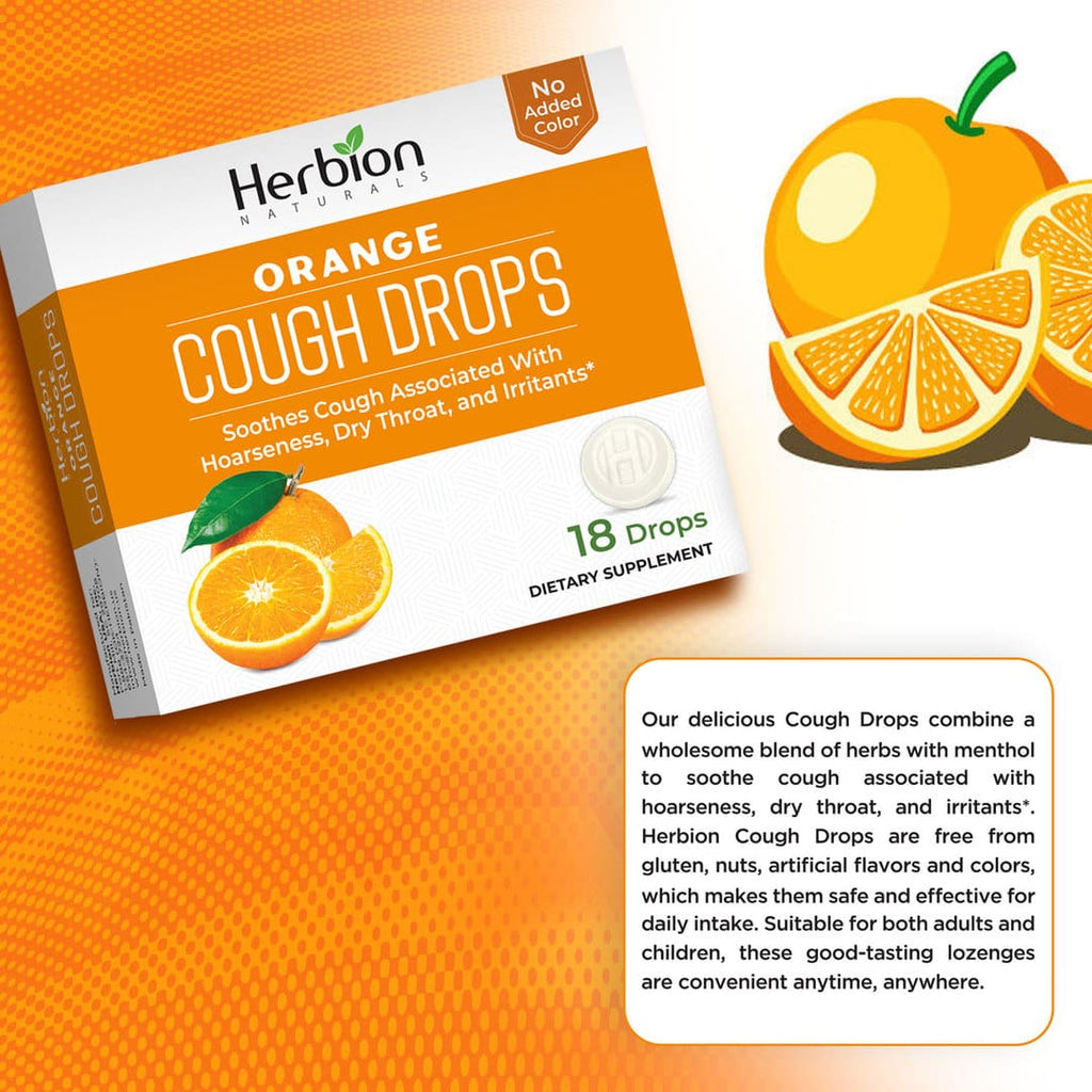 Herbion Naturals | Cough Drops - Orange Flavor - 18 drops