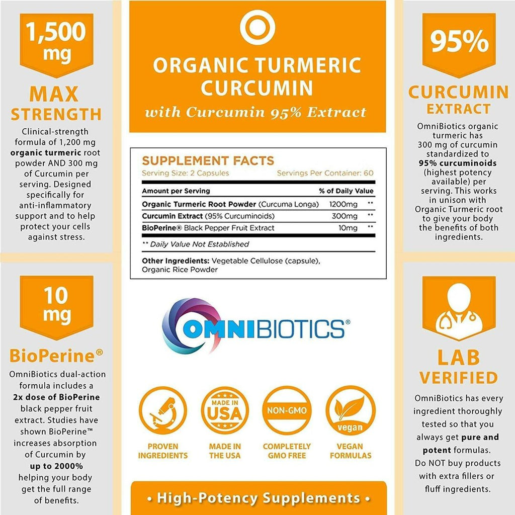 Omnibiotics | Organic Turmeric Curcumin - 120 Count