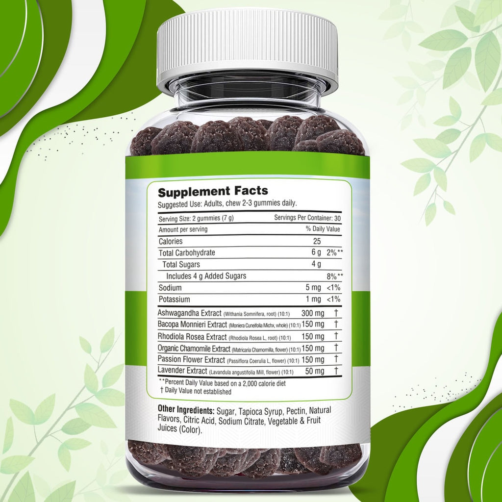 Herbion Naturals | Ashwagandha Gummies with Herbal Blend | Natural Blackberry Flavor - 60 Pectin Gum