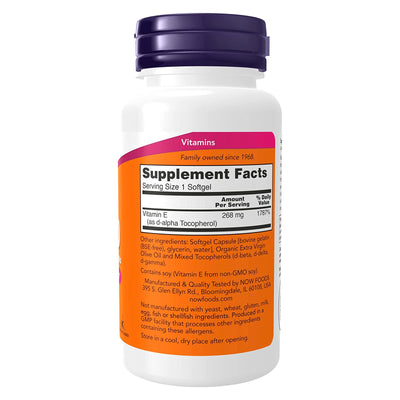 Now Foods | E-400 with Mixed Tocopherols 268mg 400IU - 100 Softgels