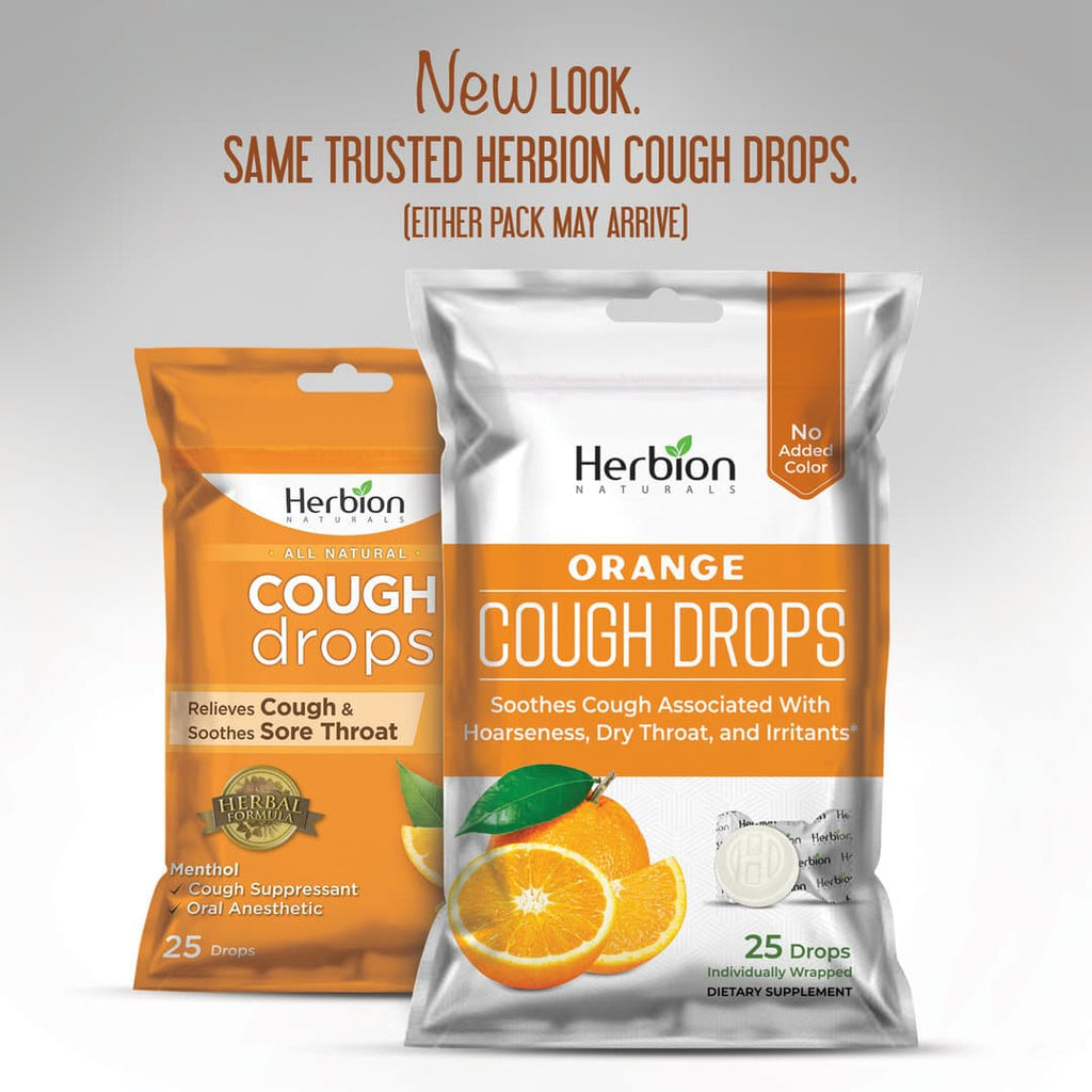 Herbion Naturals | Cough Drops with Natural Orange Flavor - 25 Drops