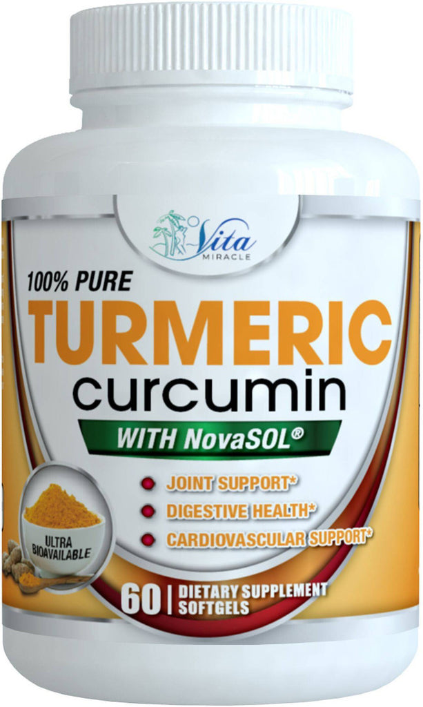 Vita Miracle | Turmeric Curcumin Supplement with NovaSOL - 60 Count