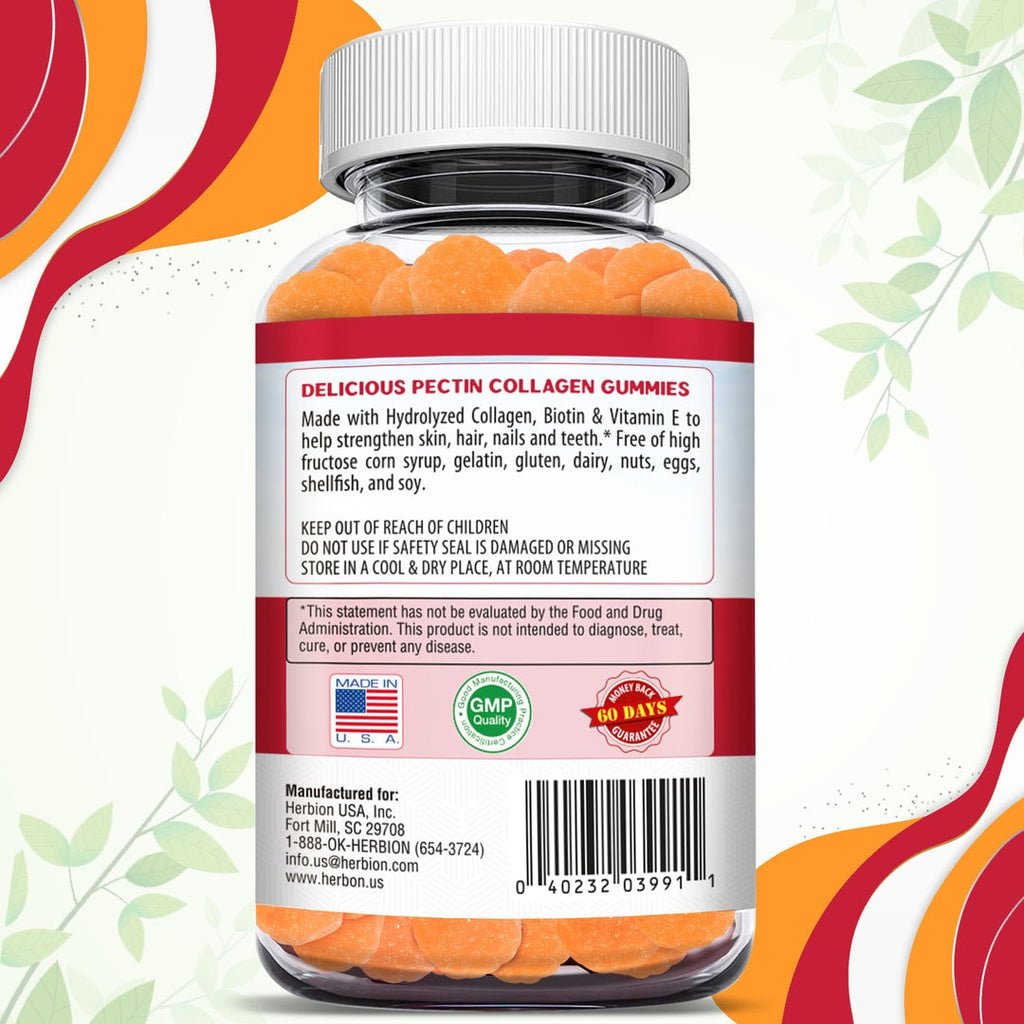Herbion Naturals | Collagen Gummies with Biotin & Vitamin E - 60 Pectin Gummies