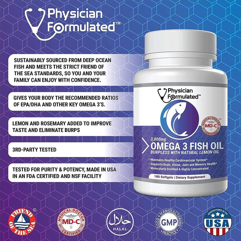Physician Formulated | Omega 3 Fish Oil - 180 Count