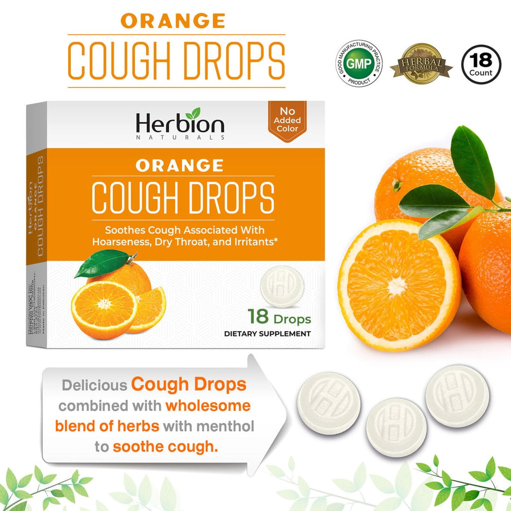 Herbion Naturals | Cough Drops - Orange Flavor - 18 drops