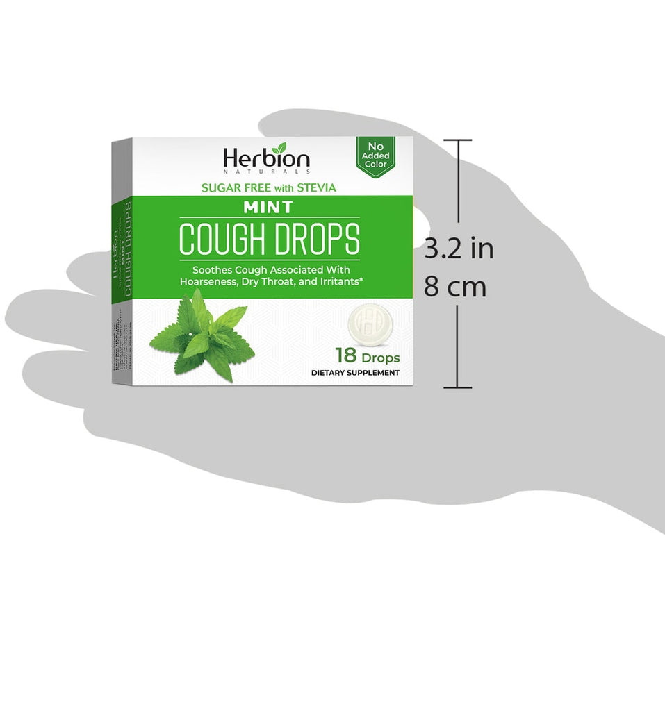 Herbion Naturals | Cough Drops with Natural Mint Flavor, Sugar-Free with Stevia - 18 Drops