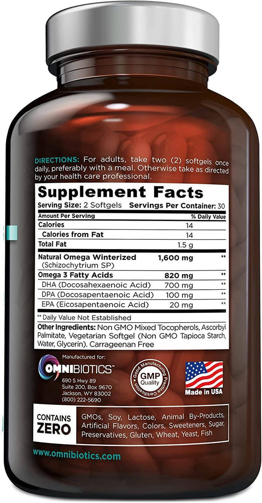Omnibiotics | Vegan Omega DHA+EPA - 60 Count