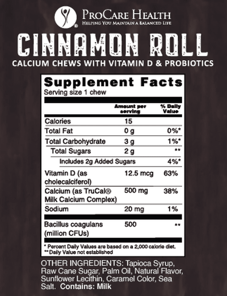 ProCare Health | Calcium Soft Chew | Cinnamon Roll - 30 Count