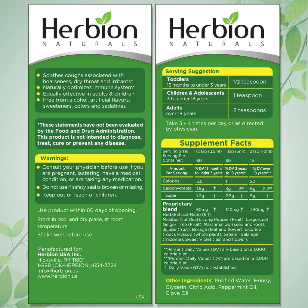 Herbion Naturals | Cough Syrup with Honey - 5 FL Oz