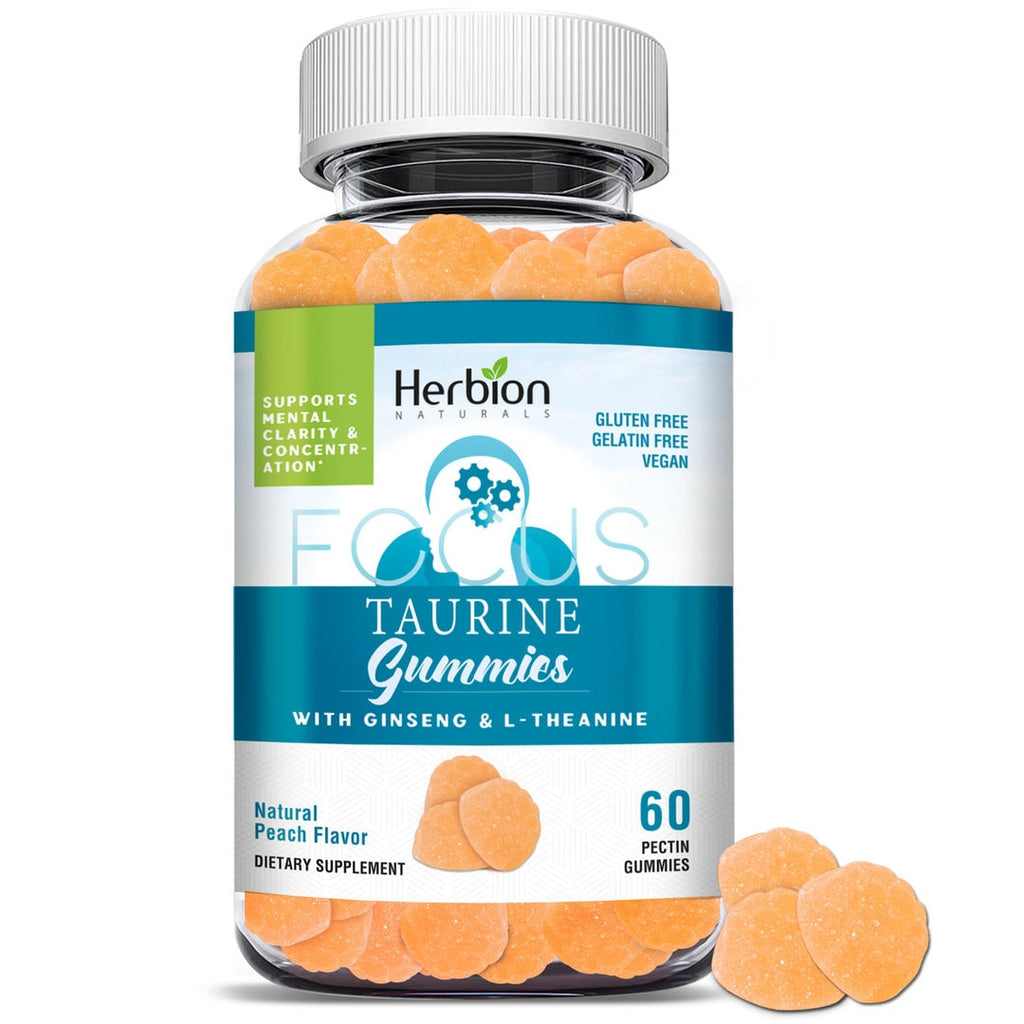 Herbion Naturals | Taurine Gummies with Ginseng | Natural Peach - 60 count
