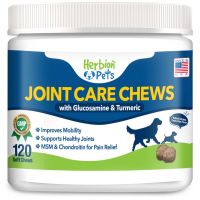 Picture of Herbion Pets Joint Care Chews with Glucosamine & Turmeric, 120 Soft Chews – MSM & Chondroitin for Pain Relief – Improves Mobility – Supports Healthy Joints – Made in USA. – For Dogs 12 Weeks +