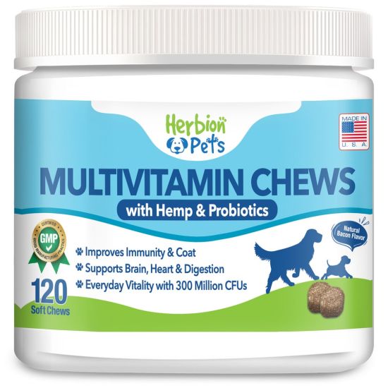 Picture of Herbion Naturals | Pets Multivitamin Chews with Hemp & Probiotics - 120 Soft Chews